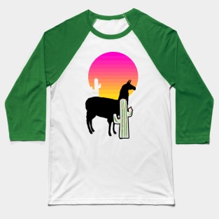 Llama with cacti at sunset Baseball T-Shirt